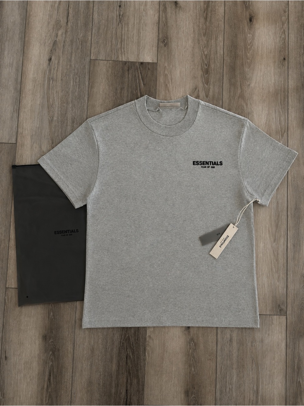 ESSENTIALS Grey Short-Sleeve Logo Tee